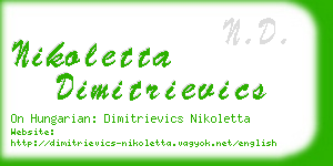 nikoletta dimitrievics business card